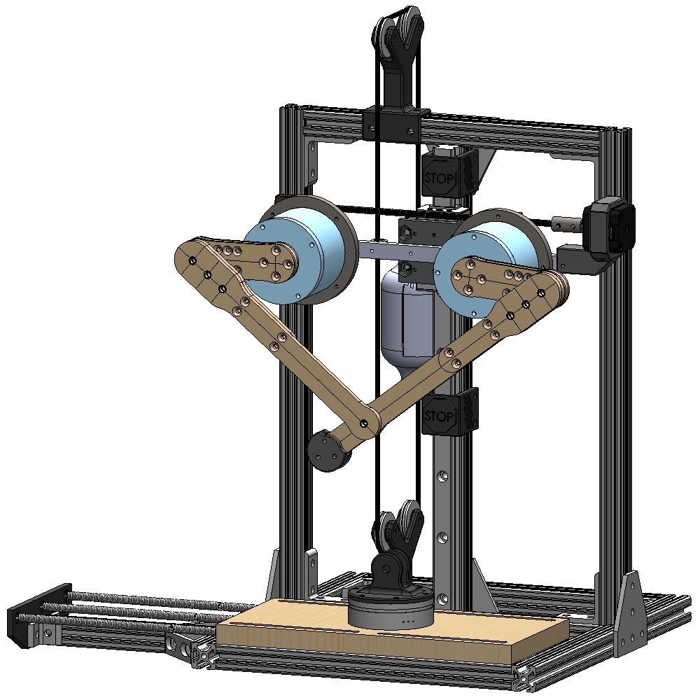 5-bar linkage leg mounted on test bed.