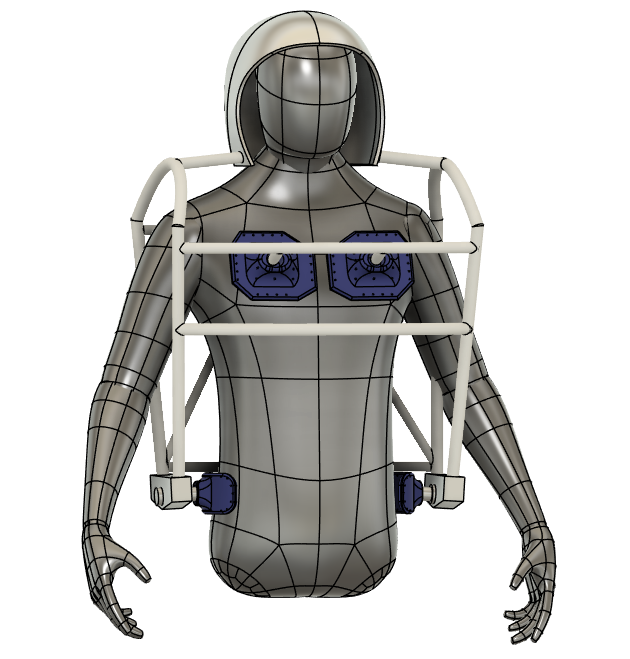 Halo Helmet roll cage mounted on a test dummy (render).